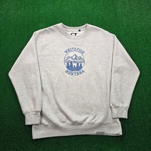 Whitefish Montana Sweatshirt Mens Large Light Gray Pullover Embroidered Outdoors